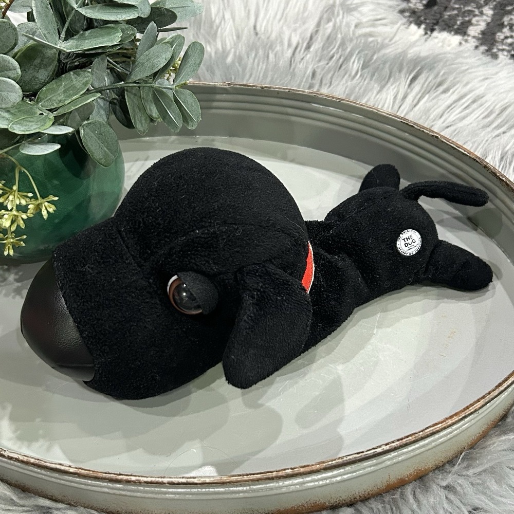The Dog Artlist Collection Black Labrador Plush Stuffed Animal Red Collar 9in